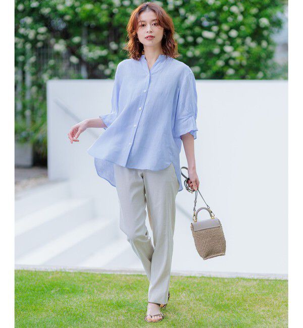 23区「【洗える】LIBECOリネン デザインスリーブ ブラウス」|シャツ・ブラウス|