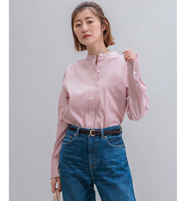 23区「【洗える】CANCLINI バンドカラー シャツ」|シャツ・ブラウス|ピンク系