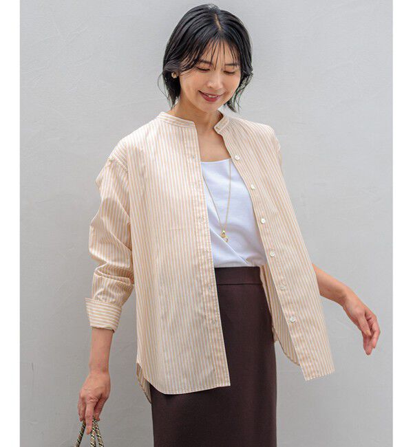 23区「【洗える】CANCLINI バンドカラー シャツ」|シャツ・ブラウス|ｲｴﾛｰｽﾄ