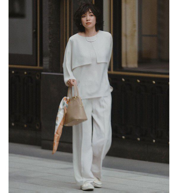 23区「【洗える】ストレッチジョーゼット ケープデザイン カットソー」|Tシャツ・カットソー|