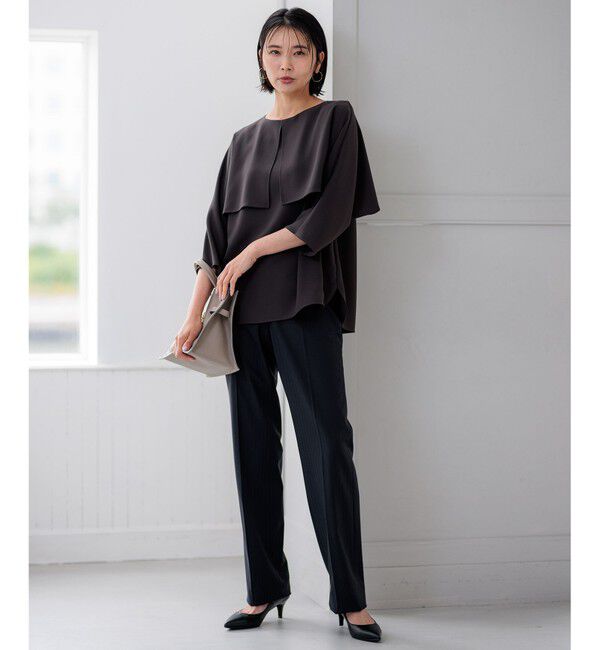 23区「【洗える】ストレッチジョーゼット ケープデザイン カットソー」|Tシャツ・カットソー|