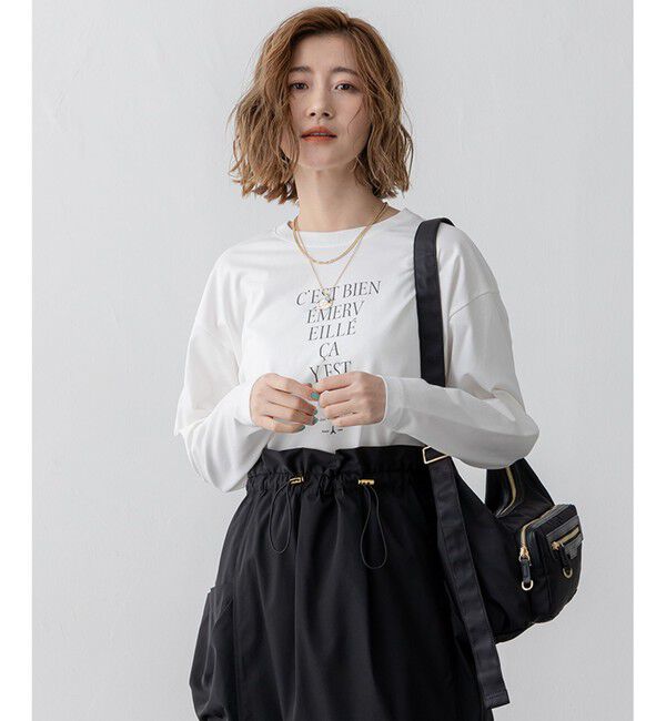 23区「【洗える】レタープリント ロンTEE」|Tシャツ・カットソー|ホワイト系