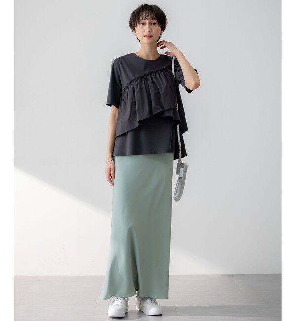 23区「【吸水速乾/防シワ】ジョーゼットサテン ナロー スカート」|スカート|