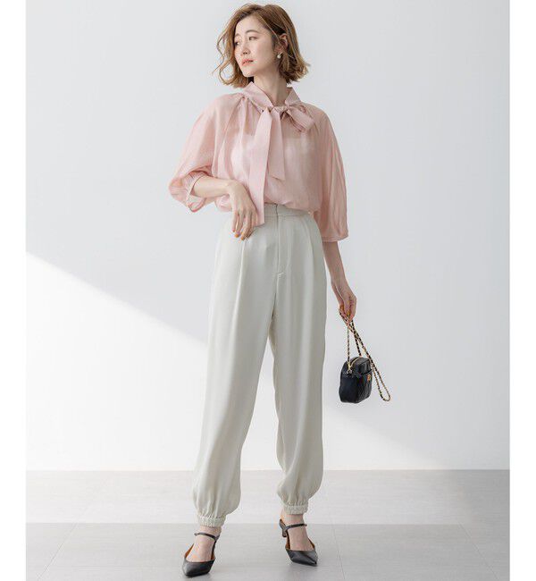 23区「【防シワ性/吸水速乾】ジョーゼットサテン ジョグパンツ」|その他|