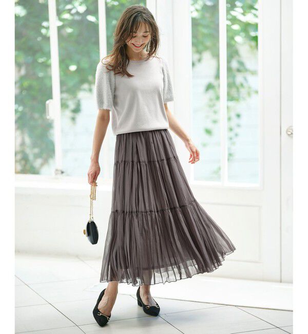 any SiS「【洗える】シアーワッシャーティアード スカート」|スカート|