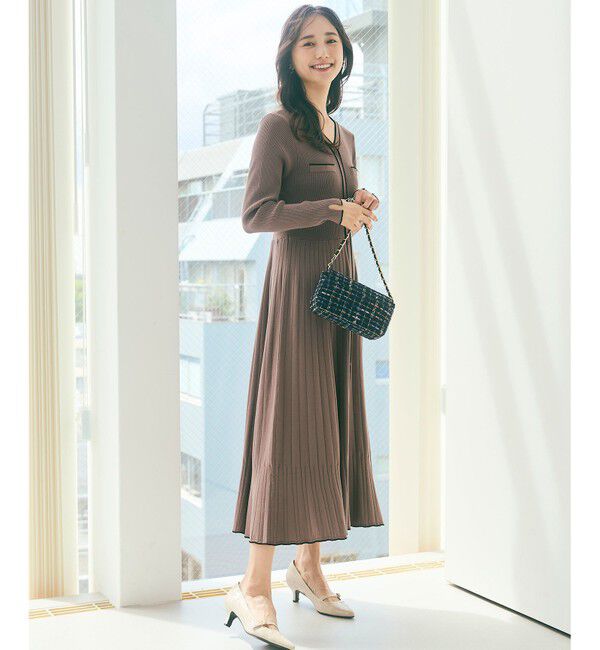 ANY SIS「【洗える】バイカラーデザインニット ワンピース」|ワンピース|