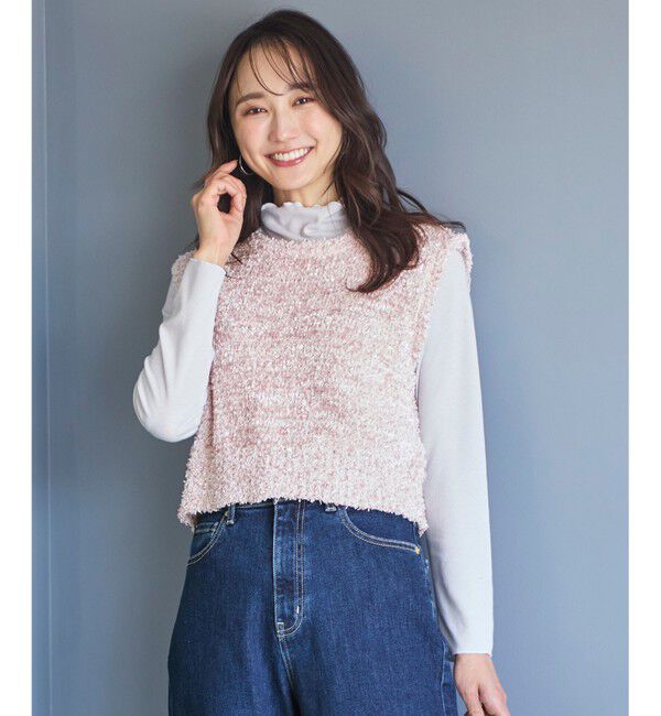 ANY SIS「【前後着用可】リボンヤーン ベスト」|ベスト・ジレ|ピンク