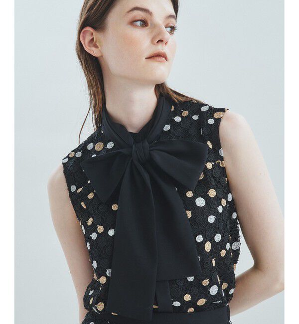 Grace Class「ラメドットボウタイノースリーブ」|シャツ・ブラウス|ブラック