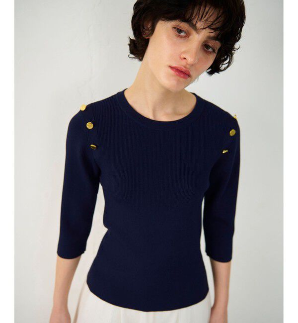 Diagram「メタル釦リブニットトップ」|ニット・セーター|ネイビー