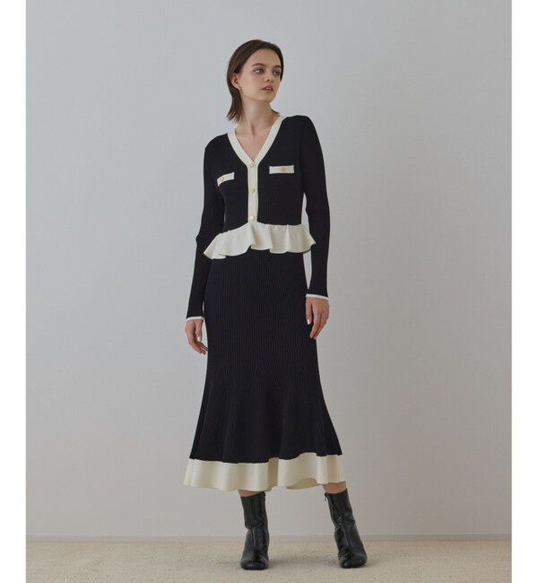 GRACE CONTINENTAL「バイカラーニットワンピース」|ワンピース|