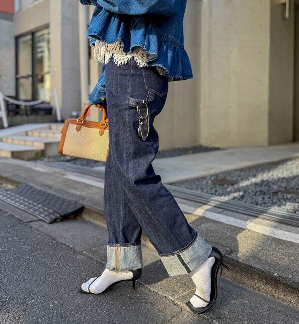 Rie Miller「【RM denim】45th limited editionﾛｰﾙｱｯﾌﾟｽﾄﾚｰﾄﾃﾞﾆﾑ(ｾﾙﾋﾞｯﾁ)」|デニム|