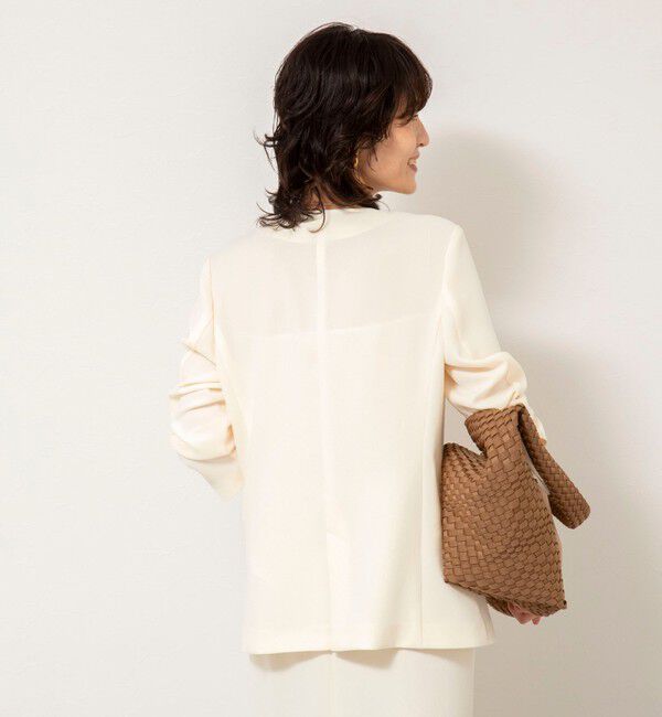 NOLLEY'S sophi「《セットアップ対応》ウォッシャブルバックサテンノーカラージャケット」|ノーカラージャケット|