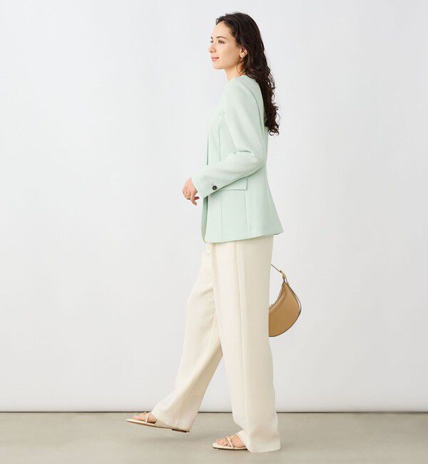 NOLLEY'S sophi「《セットアップ対応》ウォッシャブルバックサテンノーカラージャケット」|ノーカラージャケット|