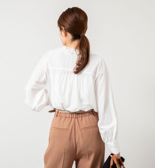 NOLLEY'S「ウォッシャブルフロントフリルVネックブラウス」|シャツ・ブラウス|