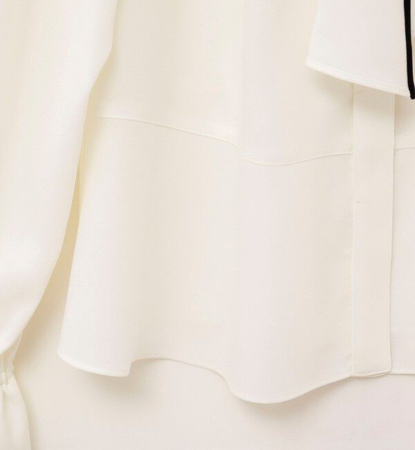 NOLLEY'S「《セットアップ対応》ウォッシャブルストレッチジョーゼットボウタイ風ペプラムブラウス」|シャツ・ブラウス|