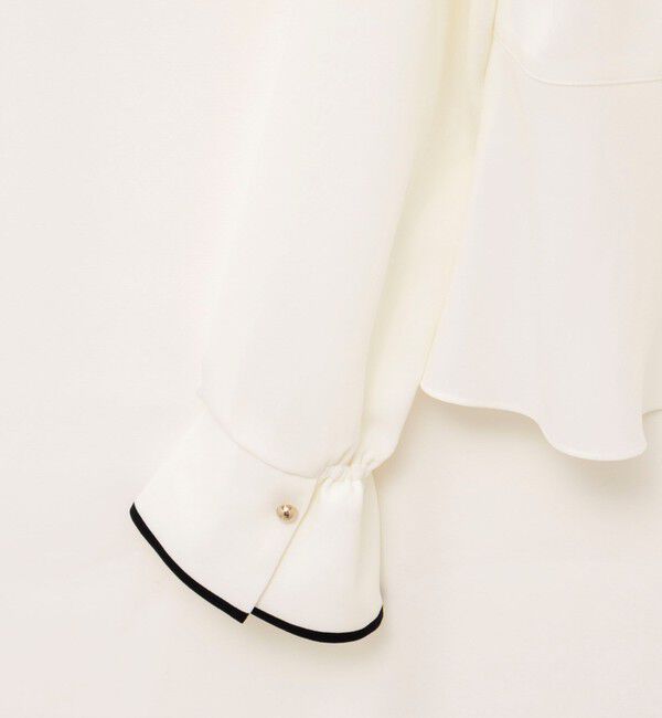 NOLLEY'S「《セットアップ対応》ウォッシャブルストレッチジョーゼットボウタイ風ペプラムブラウス」|シャツ・ブラウス|