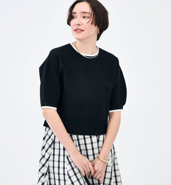 NOLLEY'S「《手洗い可能》ホールガーメントパフスリーブニットＴ」|ニット・セーター|