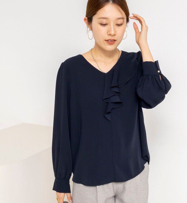 NOLLEY'S sophi「ウォッシャブルサテンアシンメトリーラッフルブラウス」|シャツ・ブラウス|