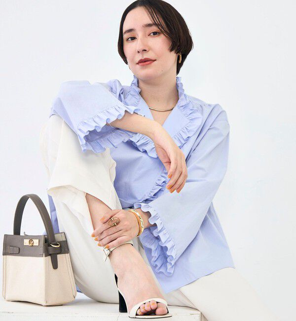 NOLLEY'S sophi「ウォッシャブルORGANICコットンフリルシャツブラウス」|シャツ・ブラウス|
