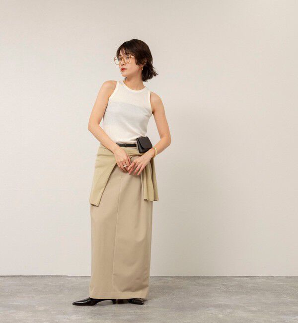 MAQWEL「【MAQWEL/マクウェル】ウォッシャブルレイヤードドレープロンＴ」|Tシャツ・カットソー|