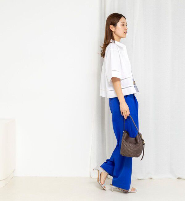 NOLLEY'S「ウォッシャブルはしごレース半袖ショートシャツ」|シャツ・ブラウス|