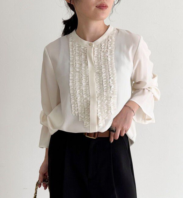 fredy emue「前フリルジョーゼットブラウス」|シャツ・ブラウス|オフホワイト