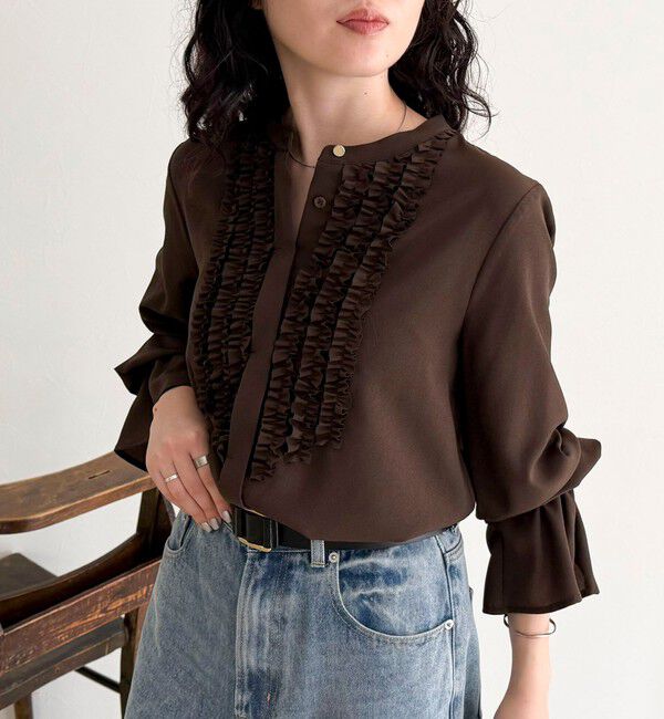 fredy emue「前フリルジョーゼットブラウス」|シャツ・ブラウス|