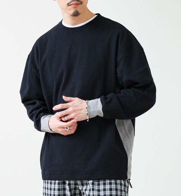 GLOSTER「【一枚でサマになる】ブークレ配色ラインプルオーバー」|Tシャツ・カットソー|ブラック