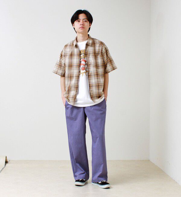 GLOSTER「【軽羽織りにおすすめ】シアーチェック 半袖ZIPシャツ」|シャツ・ブラウス|