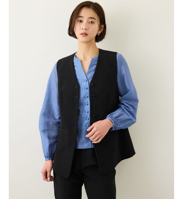 ROPE「ダブルクロスストレッチフレアジレ/接触冷感・イージーケア・セットアップ対応」|ベスト・ジレ|