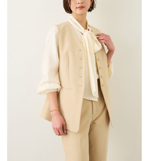 ROPE「ダブルクロスストレッチフレアジレ/接触冷感・イージーケア・セットアップ対応」|ベスト・ジレ|