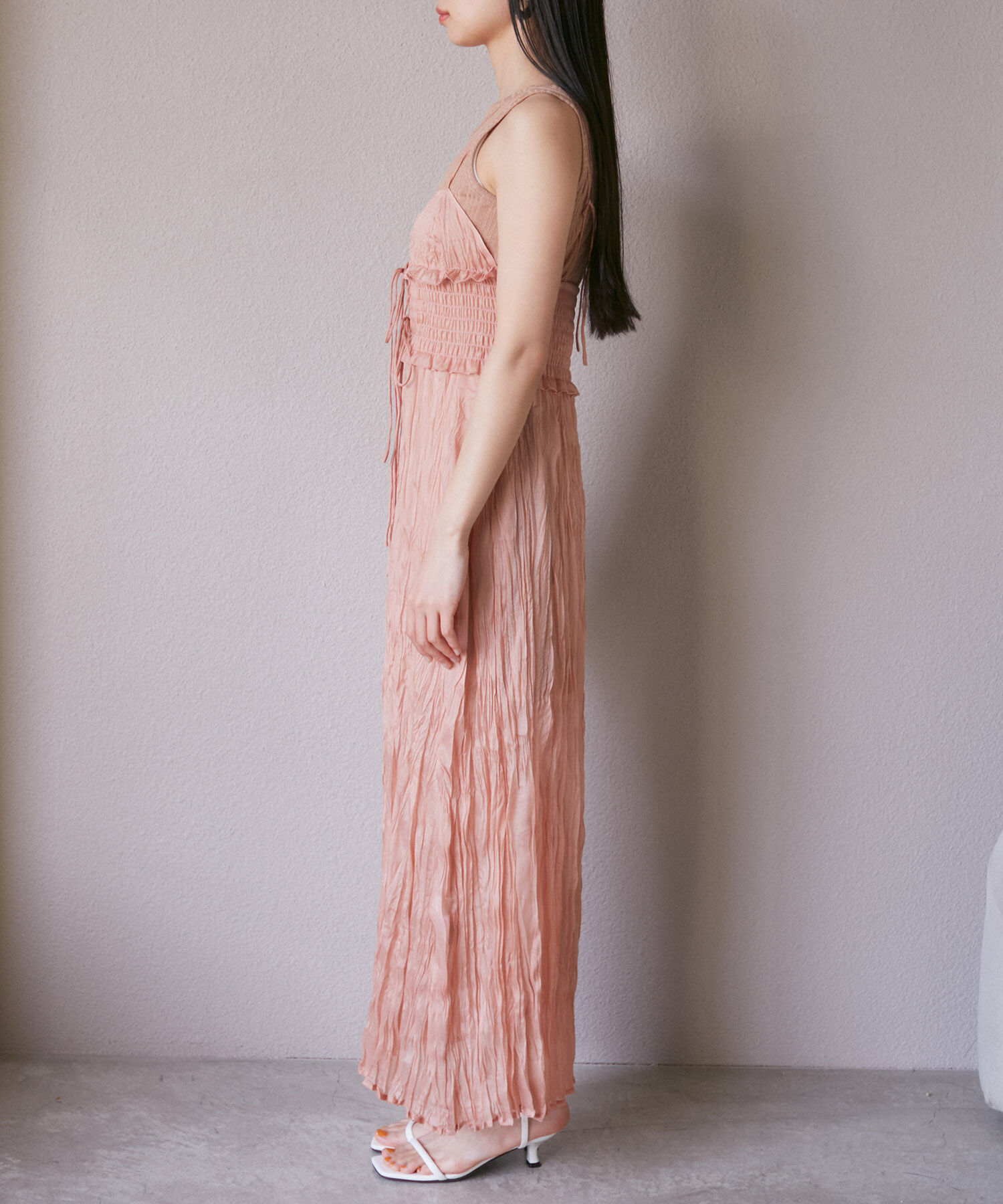 VIS「【SET】タンク付きシアーラメキャミワンピース【洗える】」|ワンピース|