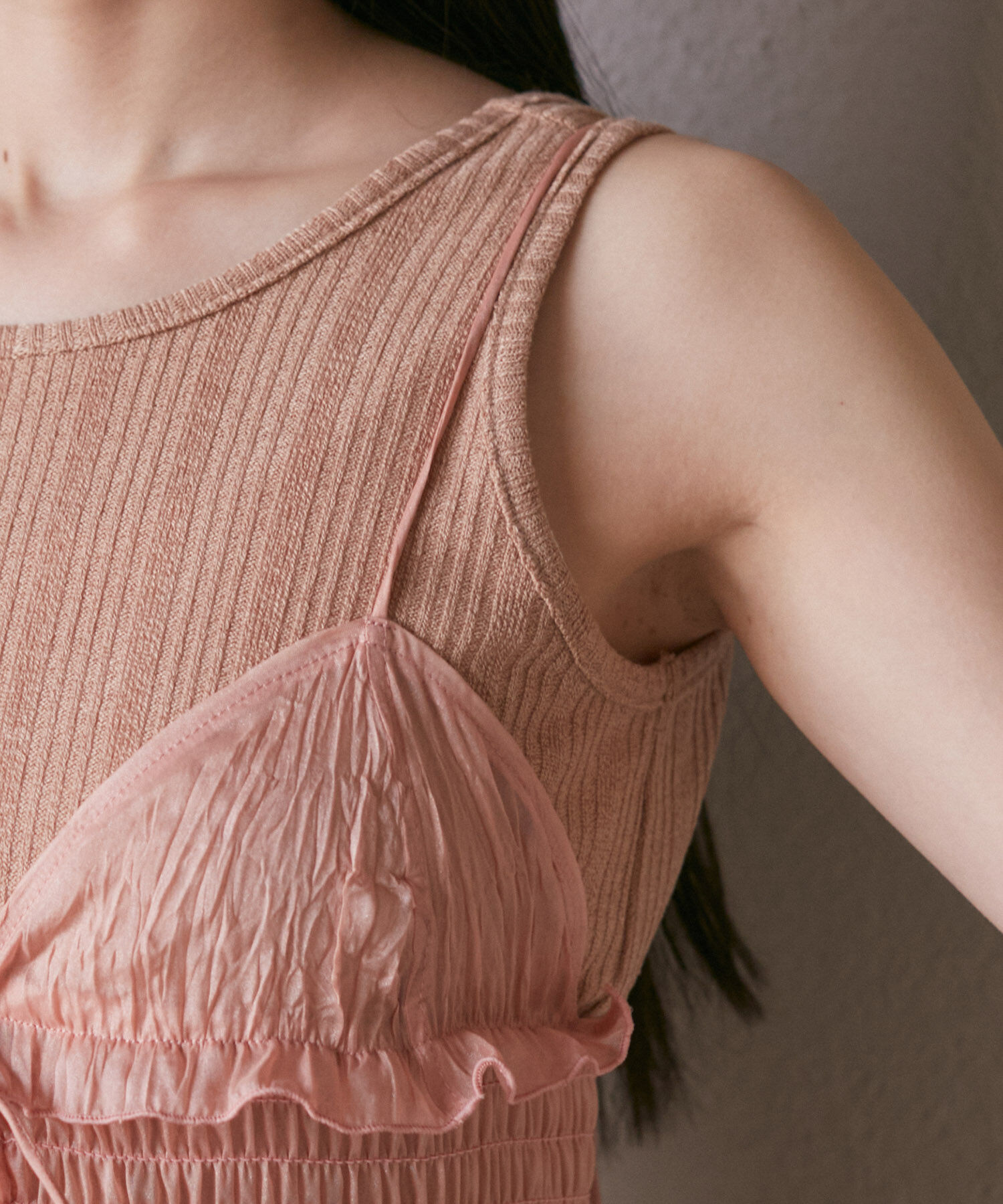 VIS「【SET】タンク付きシアーラメキャミワンピース【洗える】」|ワンピース|