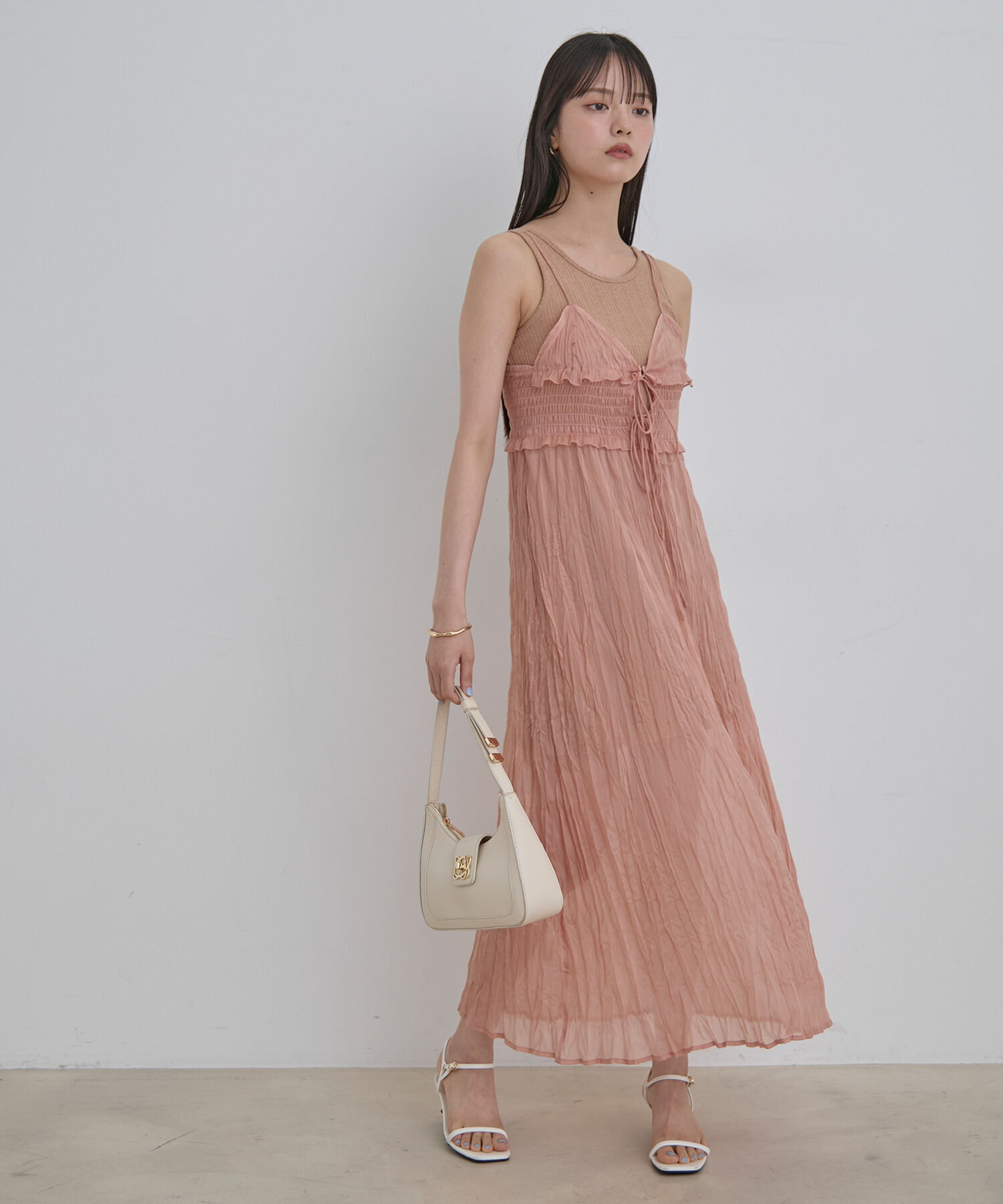 VIS「【SET】タンク付きシアーラメキャミワンピース【洗える】」|ワンピース|