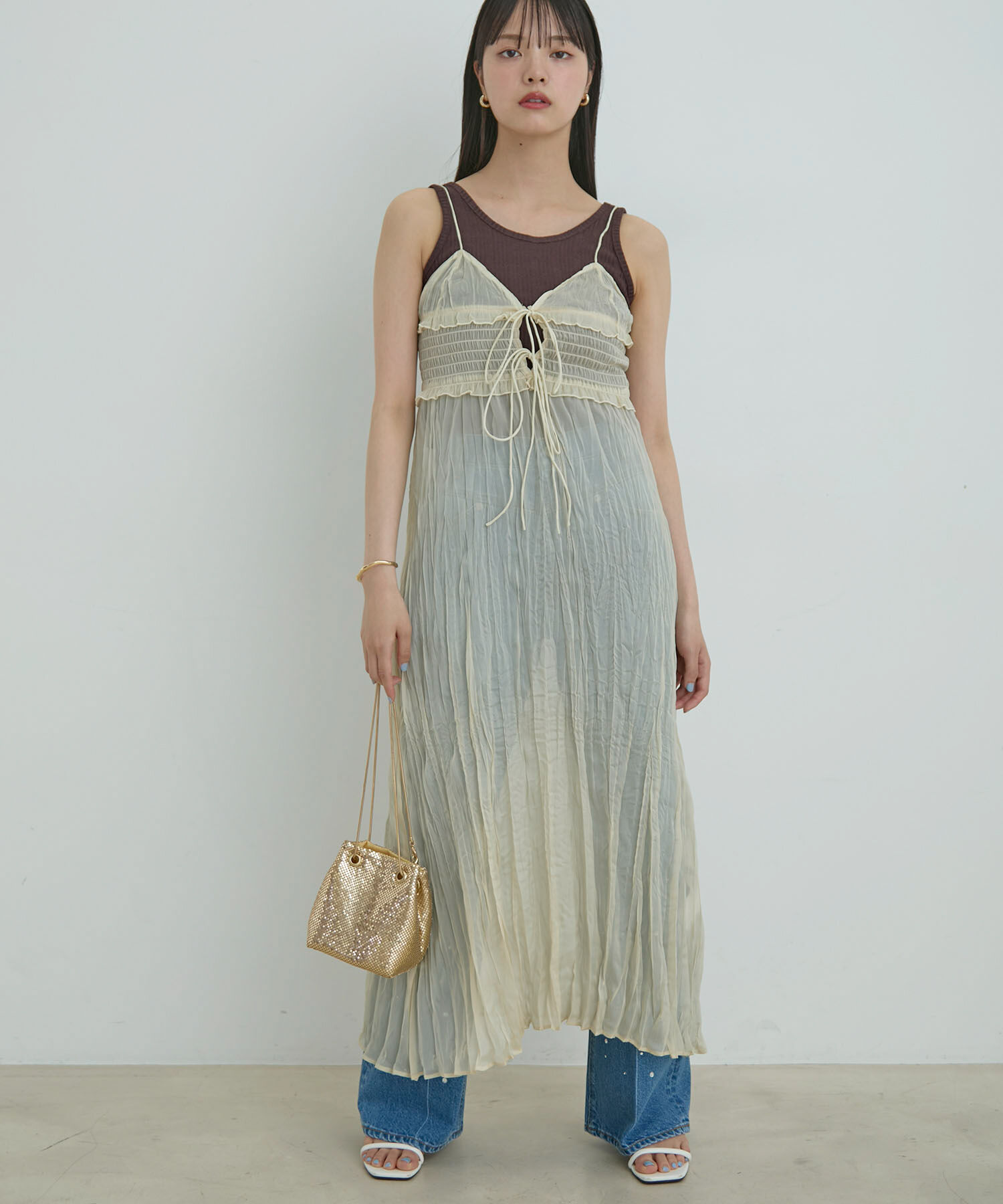 VIS「【SET】タンク付きシアーラメキャミワンピース【洗える】」|ワンピース|キナリ系(17)