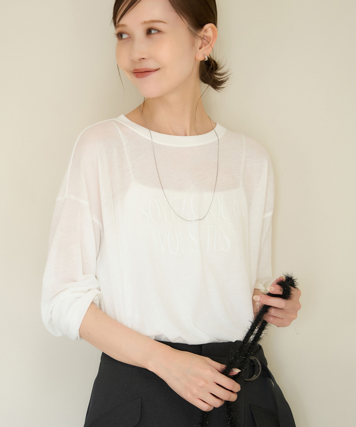 Rope&rsquo;Picnic「ロゴシアーロングTシャツ」|Tシャツ・カットソー|ホワイト(10)