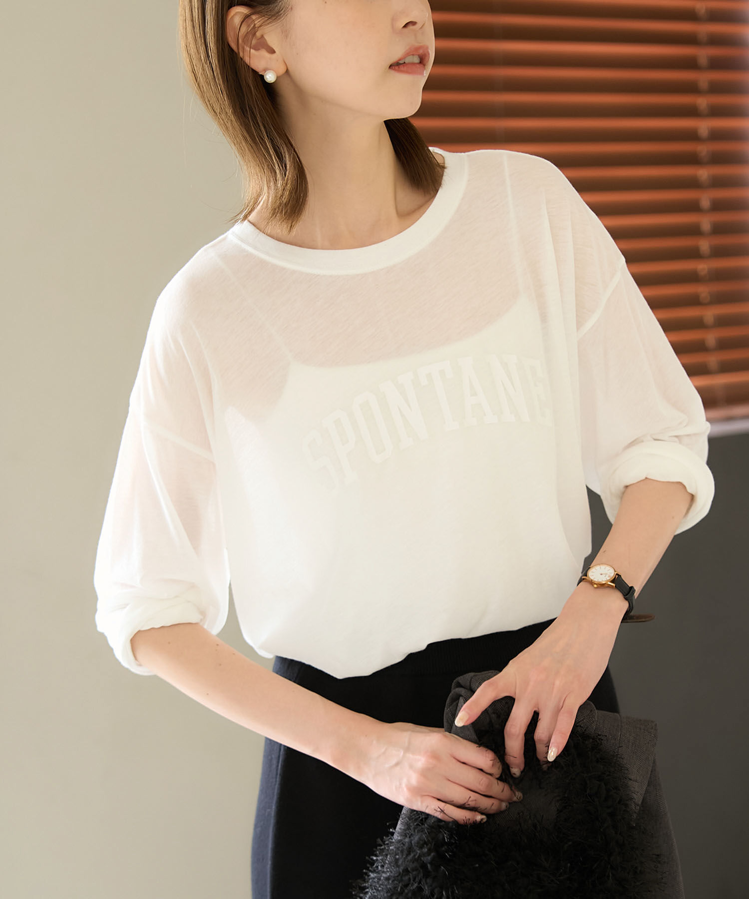 Rope&rsquo;Picnic「ロゴシアーロングTシャツ」|Tシャツ・カットソー|ホワイト系(11)