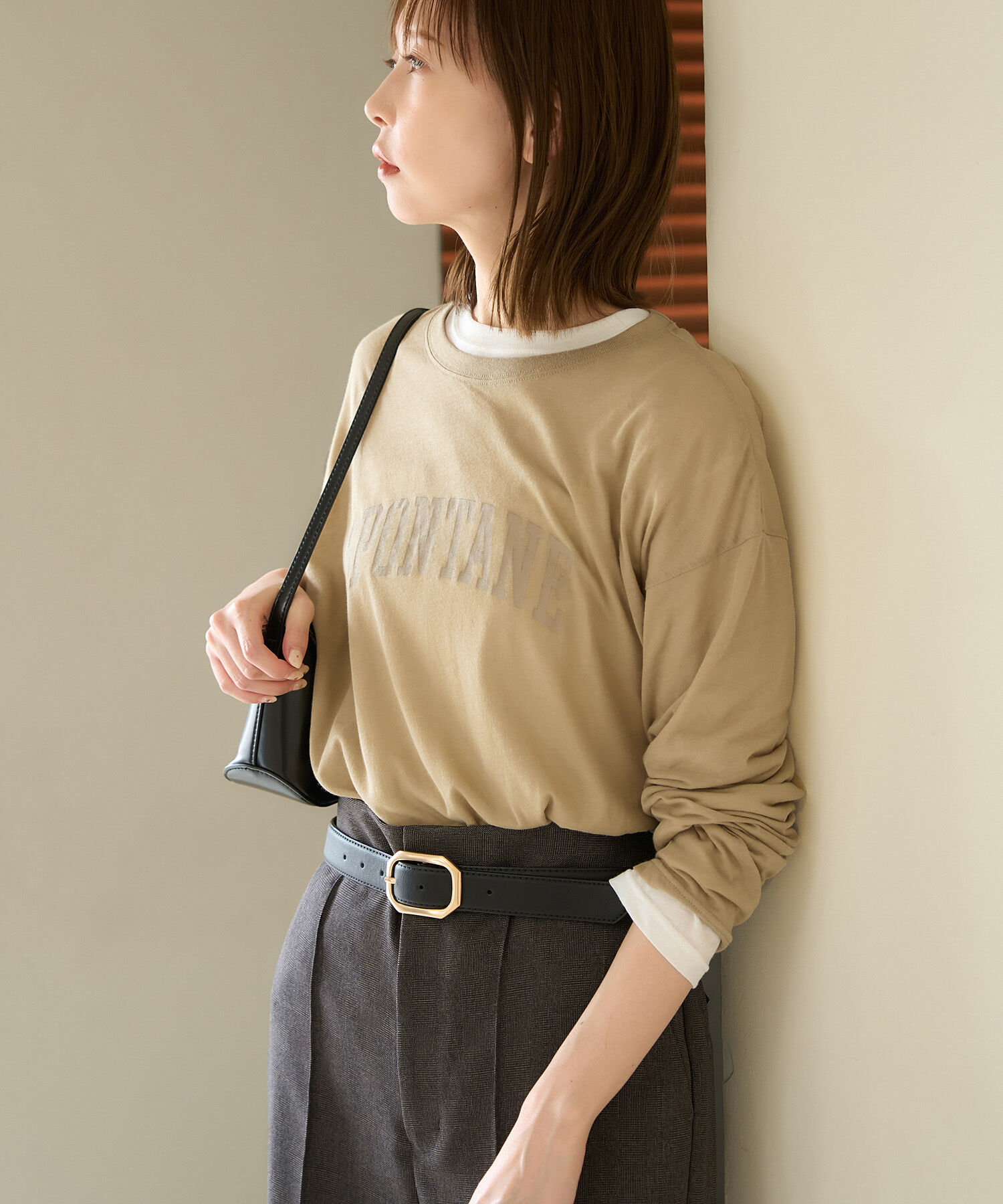 Rope&rsquo;Picnic「ロゴシアーロングTシャツ」|Tシャツ・カットソー|ベージュ系(28)