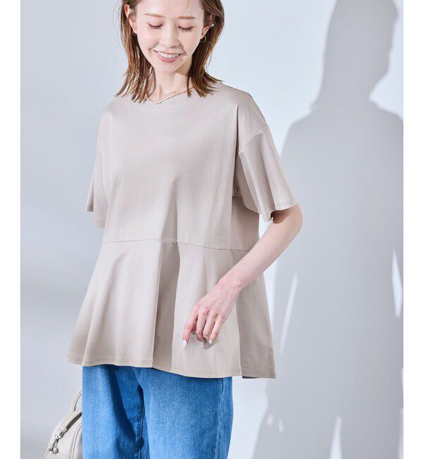 Rope&rsquo;Picnic「【UVカット・接触冷感】Cutee 着丈が選べる70シルケットペプラムカットトップス」|Tシャツ・カットソー|