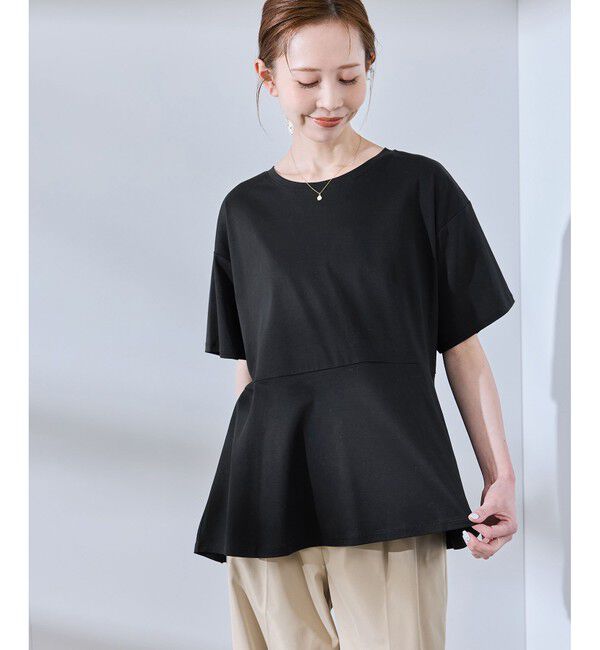 Rope&rsquo;Picnic「【UVカット・接触冷感】Cutee 着丈が選べる70シルケットペプラムカットトップス」|Tシャツ・カットソー|