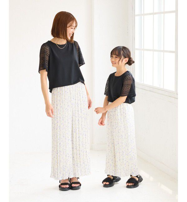 Rope&rsquo;Picnic「ガーデンフラワープリーツパンツ/リンクコーデ」|チノ|