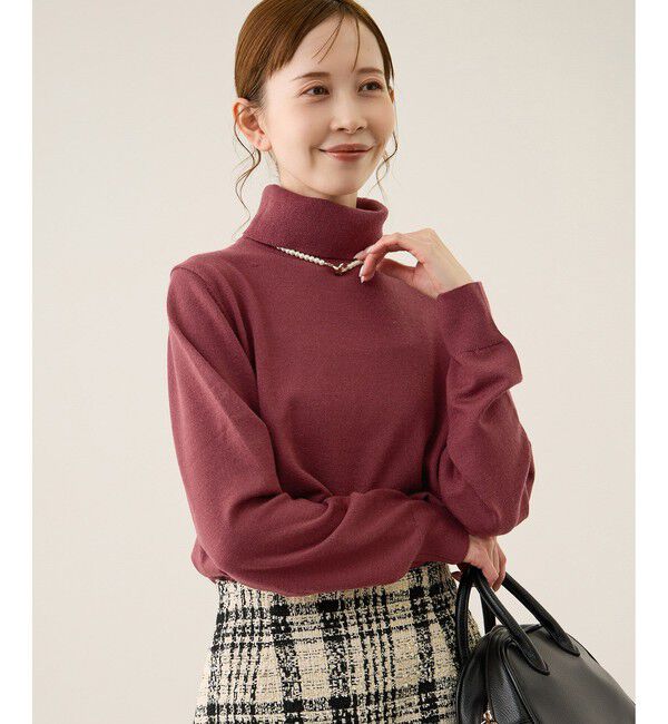 Rope&rsquo;Picnic「アンチピリング天竺タートルネックニットプルオーバー/イージーケア」|ニット・セーター|