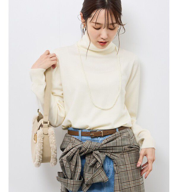 Rope&rsquo;Picnic「アンチピリング天竺タートルネックニットプルオーバー/イージーケア」|ニット・セーター|