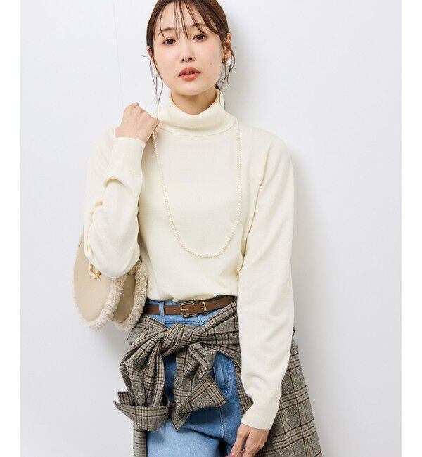 Rope&rsquo;Picnic「アンチピリング天竺タートルネックニットプルオーバー/イージーケア」|ニット・セーター|