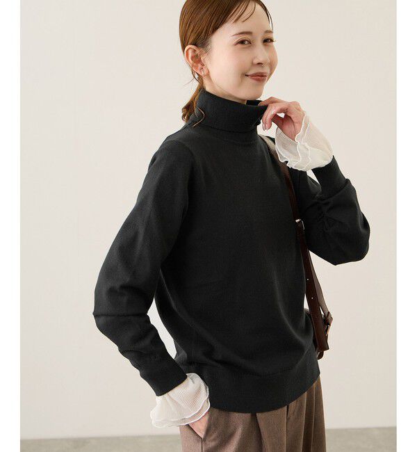 Rope&rsquo;Picnic「アンチピリング天竺タートルネックニットプルオーバー/イージーケア」|ニット・セーター|