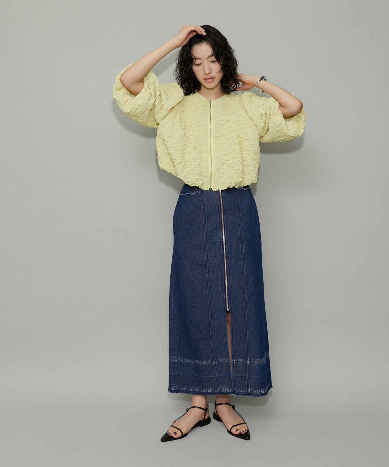 ADAM ET ROPE'「【WEB限定】フロントジップデニムスカート」|スカート|