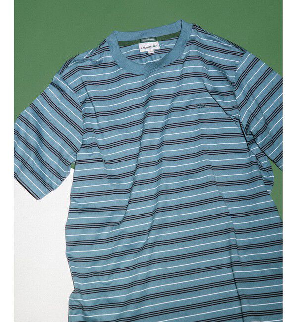 ADAM ET ROPE'「【LACOSTE for ADAM ET ROPE'】別注 MULTI BORDER TEE」|Tシャツ・カットソー|ブルー系(45)