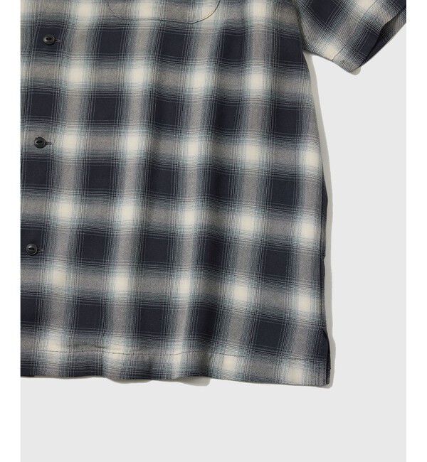ADAM ET ROPE'「レーヨン オンブレチェック ハーフスリーブ オープンカラーシャツ」|シャツ・ブラウス|