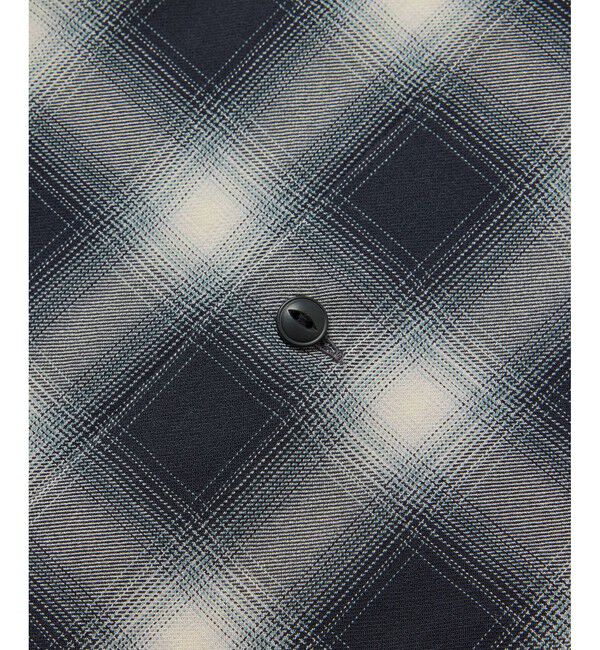 ADAM ET ROPE'「レーヨン オンブレチェック ハーフスリーブ オープンカラーシャツ」|シャツ・ブラウス|