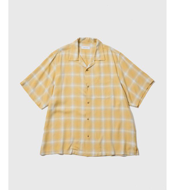 ADAM ET ROPE'「レーヨン オンブレチェック ハーフスリーブ オープンカラーシャツ」|シャツ・ブラウス|